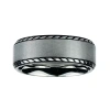 Modern Bride Mens 8mm Titanium Rope Border Wedding Band In Gray