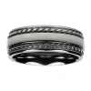 Modern Bride Mens 8mm Titanium Rope-border Wedding Band In Gray