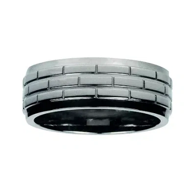 Modern Bride Mens 8mm Titanium Wedding Band In Black