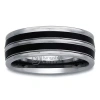 Modern Bride Mens 8mm Tungsten Carbide & Black Ceramic Wedding Band In Multi