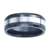Modern Bride Mens 8mm Tungsten Carbide & Black Ceramic Wedding Band In Transparent