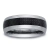 Modern Bride Mens 8mm Tungsten Carbide & Carbon Fiber Wedding Band In Black