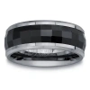 Modern Bride Mens 8mm Tungsten Carbide & Ceramic Wedding Band In Black