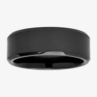 Modern Bride Mens 8mm Tungsten Wedding Band In Black