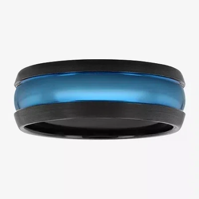 Modern Bride Mens 8mm Tungsten Wedding Band In Black