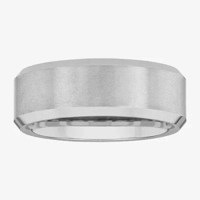 Modern Bride Mens 8mm Tungsten Wedding Band In Metallic