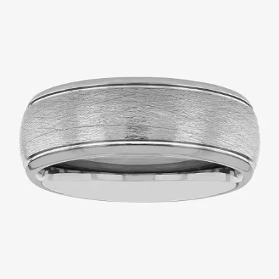 Modern Bride Mens 8mm Tungsten Wedding Band In Gray