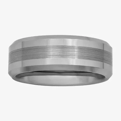 Modern Bride Mens 8mm Tungsten Wedding Band In Silver