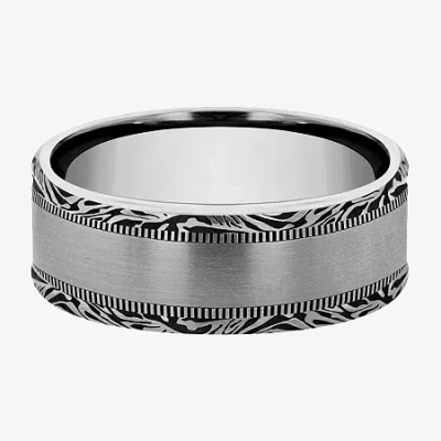 Modern Bride Mens 8mm Tungsten Wedding Band In Gray