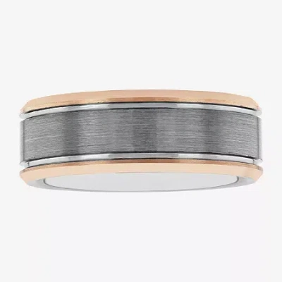 Modern Bride Mens 8mm Tungsten Wedding Band In Silver