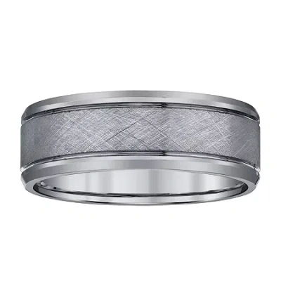 Modern Bride Mens 8mm Tungsten Wedding Band In Silver