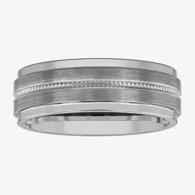 Modern Bride Mens 8mm Tungsten Wedding Band In Metallic