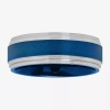 Modern Bride Mens 8mm Tungsten With Blue Ip Wedding Band In Blue