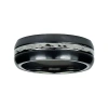 Modern Bride Mens 8mm Two-tone Titanium Wedding Band In Black
