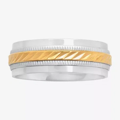 Modern Bride Mens 8mm Wedding Band In Stainless Steel In White