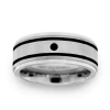 Modern Bride Mens 9m Diamond Accent Natural Black Diamond Stainless Steel Wedding Band In Silver