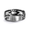 Modern Bride Mens 9m Stainless Steel Claddagh Wedding Band In Transparent