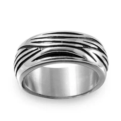 Modern Bride Mens 9m Stainless Steel Wedding Band In Gray