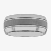 Modern Bride Mens 9mm Comfort Fit Tungsten Carbide Double Grooved Wedding Band In Metallic