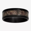 Modern Bride Mens Black Ceramic And Camo Inlay 8mm Comfort Fit Wedding Band In Brown