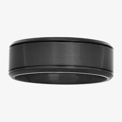 Modern Bride Mens Black Stainless Steel 8mm Wedding Band