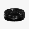 Modern Bride Mens Black Stainless Steel Textured 8mm Wedding Band In Black