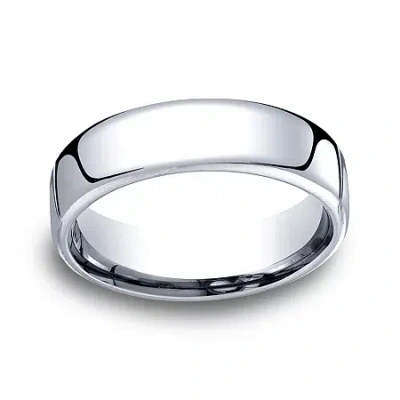 Modern Bride Mens Comfort Fit 6.5mm Polished Cobalt Wedding Band In Transparent