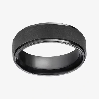 Modern Bride Mens Comfort Fit 7mm Black Titanium Satin Wedding Band