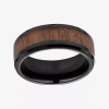 Modern Bride Mens Comfort Fit 8mm Black Cobalt With Rosewood Inlay Wedding Band In Black