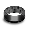 Modern Bride Mens Comfort Fit 8mm Black Titanium Link Inlay Wedding Band In Black