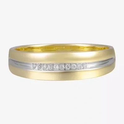 Modern Bride Mens Diamond-accent 10k Yellow Gold Wedding Band