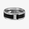 Modern Bride Mens Diamond-accent Black Ip Stainless Steel Wedding Band In Black