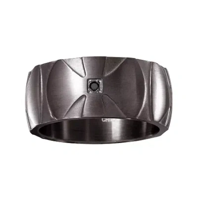 Modern Bride Mens Diamond-accent Black Stainless Steel 10mm Wedding Band