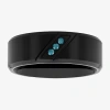 Modern Bride Mens Diamond Accent Natural Blue Diamond Stainless Steel Wedding Band In Black