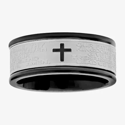 Modern Bride Mens Lord's Prayer Two-tone Stainless Steel 9mm Spinner Ring In Multi