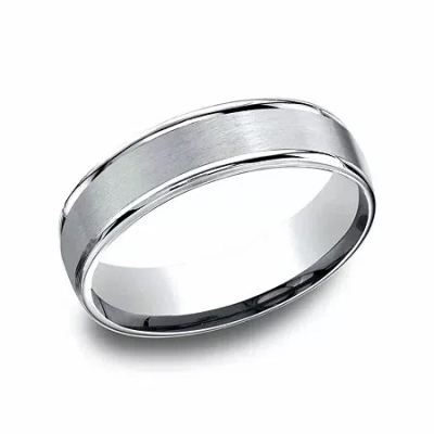 Modern Bride Mens Platinum 6mm Comfort-fit Wedding Band In Metallic