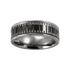 Modern Bride Mens Stainless & Ceramic Textured Wedding Band In Black