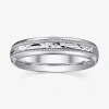 Modern Bride Mens Sterling Silver Wedding Band In Metallic