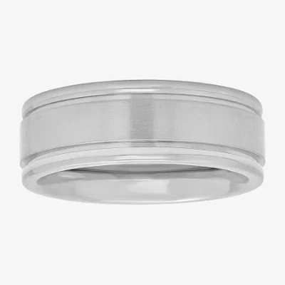 Modern Bride Mens Titanium Comfort Fit Wedding Band In Silver