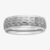 Modern Bride Mens Tungsten Carbide Hammered Wedding Band In Metallic