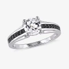 Modern Bride Midnight Black 1/6 Ct. T.w. Color-enhanced Diamond Engagement Ring In White
