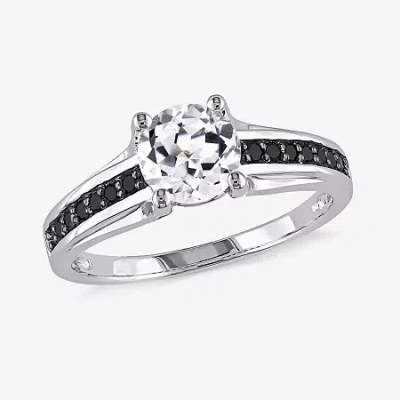 Modern Bride Midnight Black 1/6 Ct. T.w. Color-enhanced Diamond Engagement Ring In White