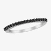 Modern Bride Midnight Black Womens 2mm 1/5 Ct. Natural Black Diamond Sterling Silver Wedding Band In Black
