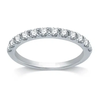 Modern Bride Premier Collection Womens 1/2 Ct. T.w. Natural White Diamond 14k White Gold Wedding Band In Silver