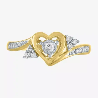 Modern Bride Promise My Love (g-h / Si2-i1) Womens 1/6 Ct. T.w. Lab Grown Diamond 10k Gold Heart Side Stone Bypas