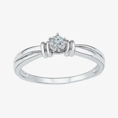 Modern Bride Promise My Love Womens 1/10 Ct. Natural White Diamond 10k Gold Round Solitaire Promise Ring
