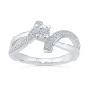 Modern Bride Promise My Love Womens 1/10 Ct. T.w. Natural White Diamond Sterling Silver Round Bypass Promise Ring In White