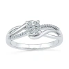 Modern Bride Promise My Love Womens 1/10 Ct. T.w. Natural White Diamond Sterling Silver Round Promise Ring In White