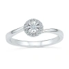 Modern Bride Promise My Love Womens 1/10 Ct. T.w. Natural White Diamond Sterling Silver Round Promise Ring In Silver