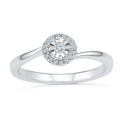 Modern Bride Promise My Love Womens 1/10 Ct. T.w. Natural White Diamond Sterling Silver Round Promise Ring